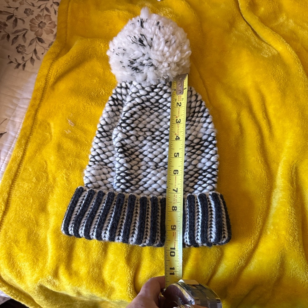 Free People Black and White Knit Pom-Pom Hat - Picture 7 of 8